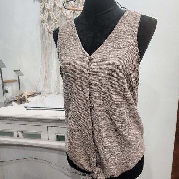 [Madewell ] Women's CUTEST ribbed button up tank top with twist tie. - Picture 1 of 11